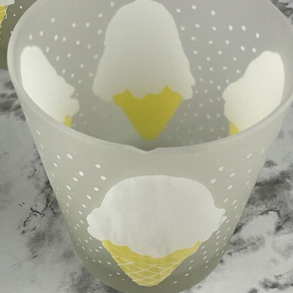 Vintage Mid Century Georges Briard Ice Cream Cone Frosted Glasses Set of 4 - Picture 11 of 13